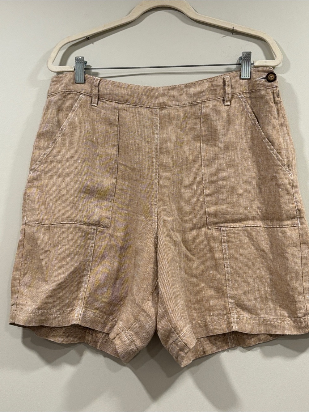 Poetry Neutral Taupe Linen-Blend Utility Shorts
